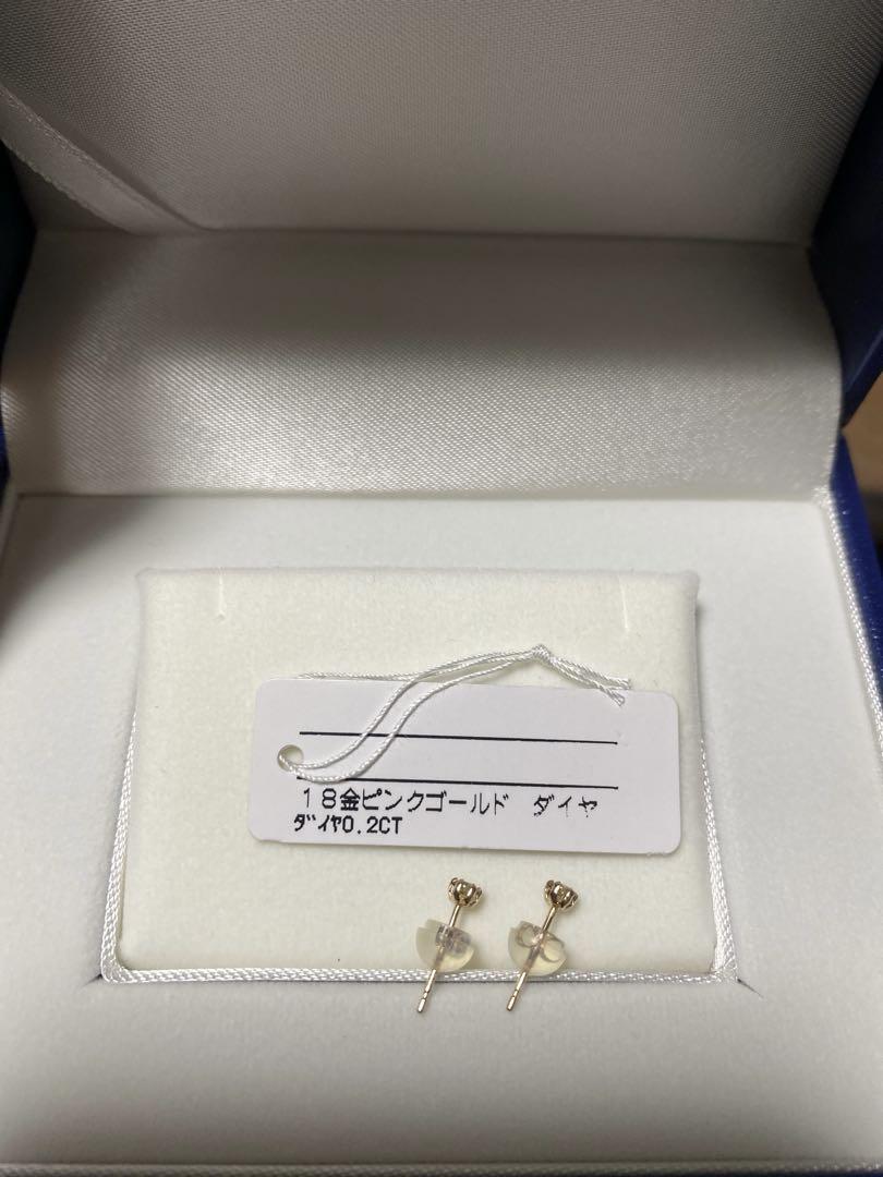レディース ピンクゴールド ダイヤモンドピアス 0.2ct
