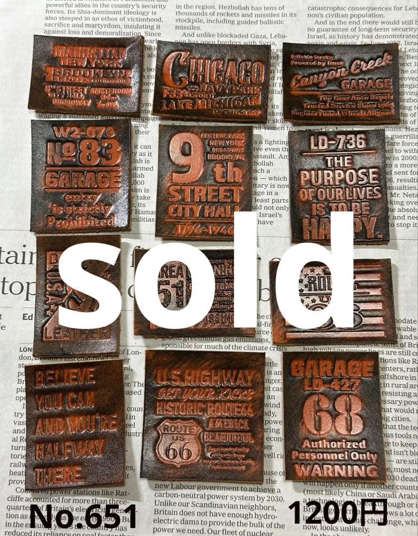 No.651 染色タグ 革タグ 刻印タグ ハンドメイド