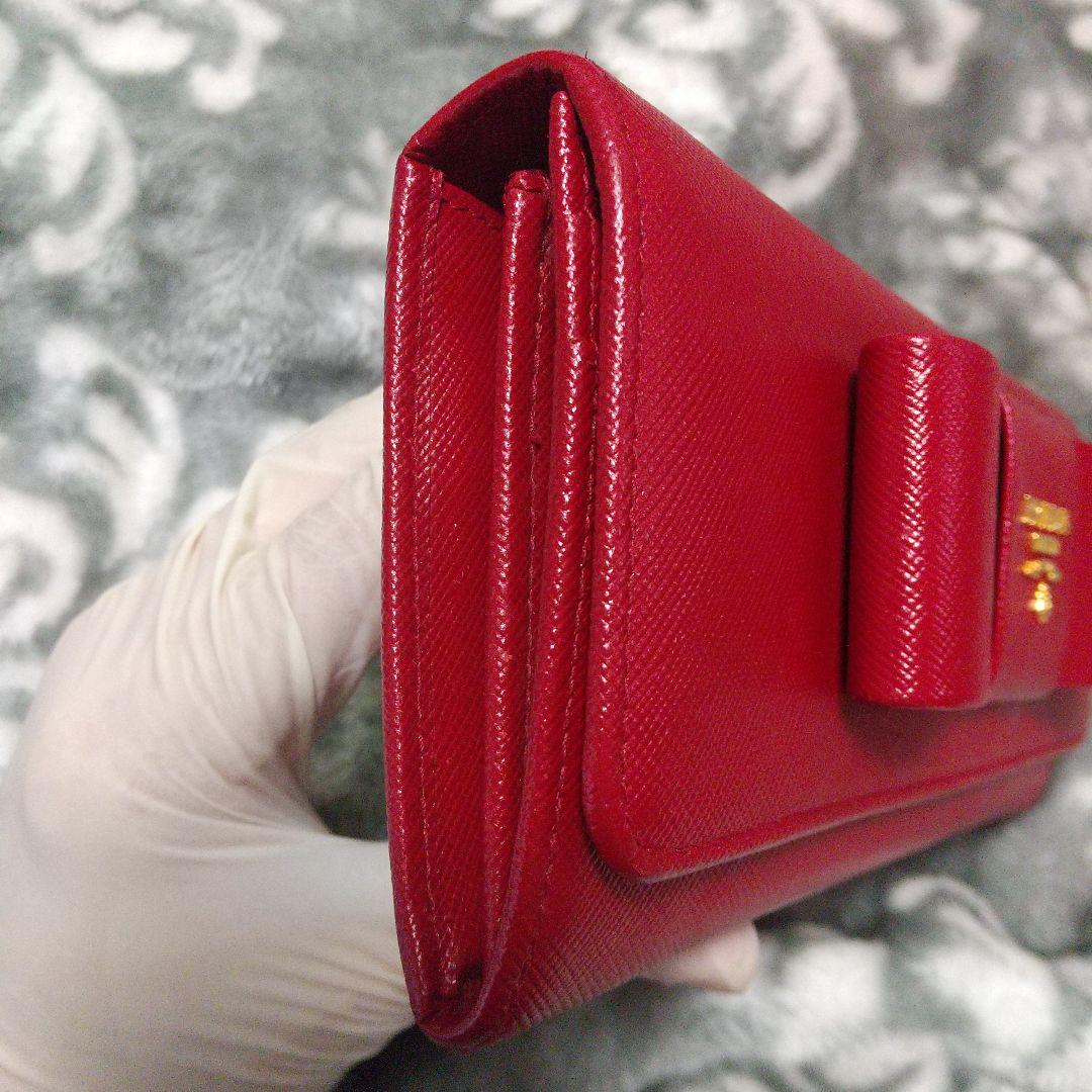 PRADA プラダ　サフィアーノ リボン付き 長財布レッド