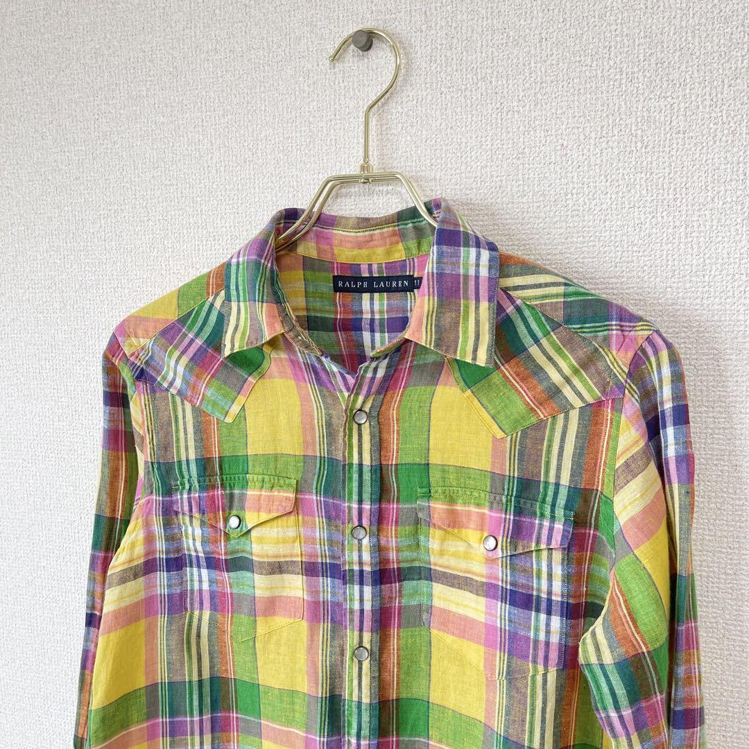 巳の女　美品 ラルフローレン L/S リネン ウエスタンシャツ 11
