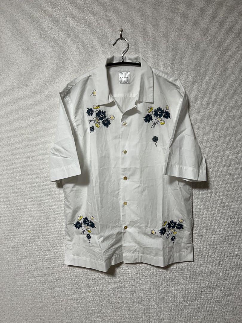 24SS Floral embroidery オープン シャツ 白