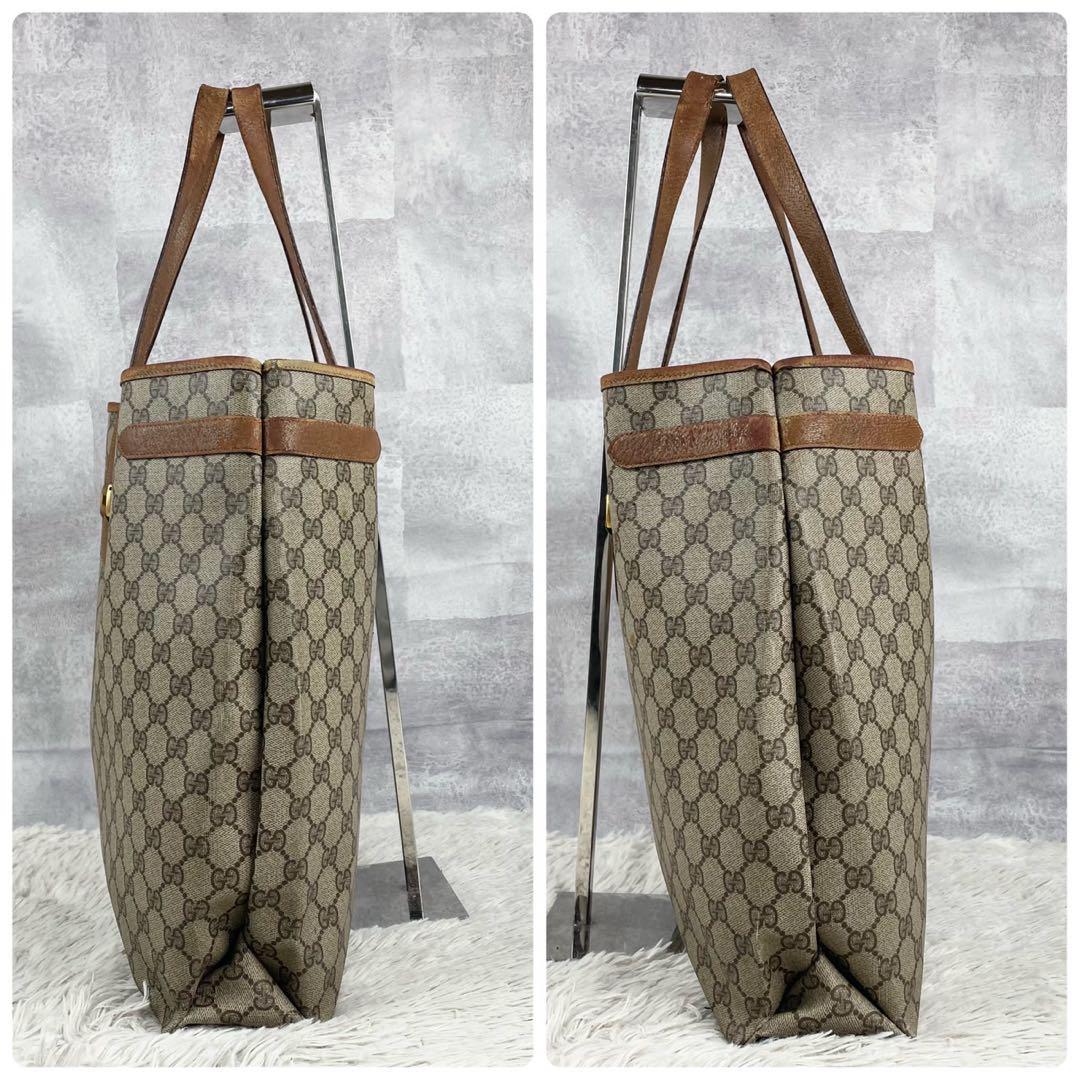 A4可 美品 OLD GUCCI PVC レザー トートバッグ 茶 GG柄 - メルカリ