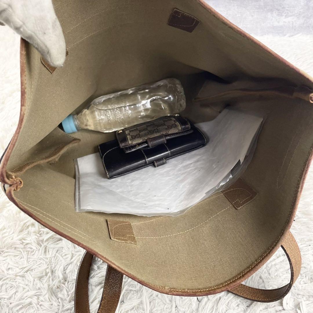 A4可 美品 OLD GUCCI PVC レザー トートバッグ 茶 GG柄 - メルカリ