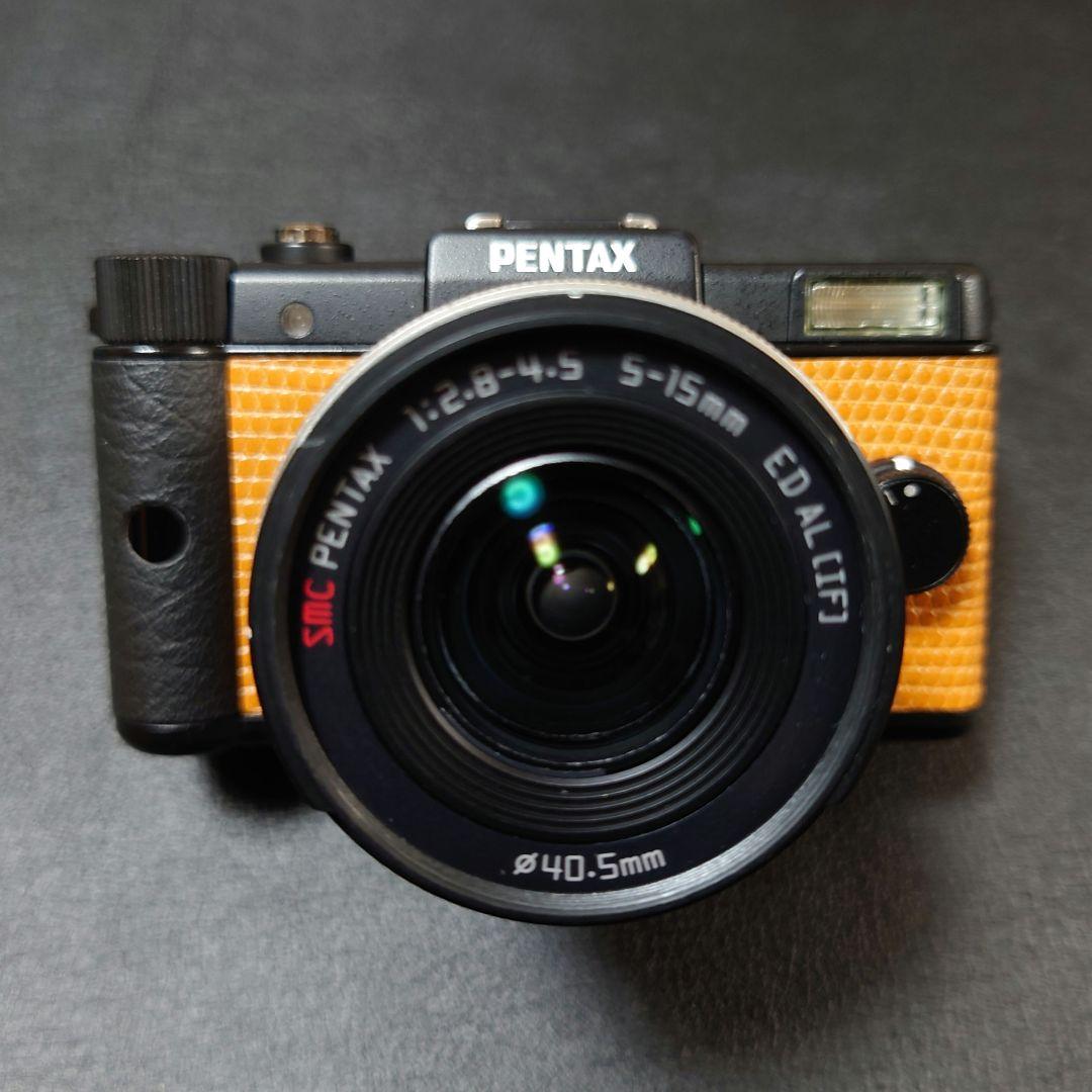 PENTAX Q ブラック×ブラウン本革 02レンズ 純正バッテリー 純正充電器