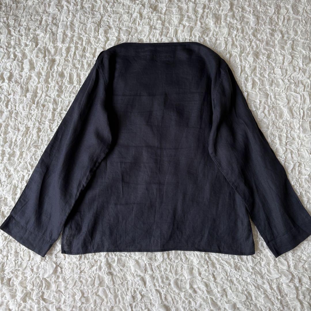 Max Mara 大きいサイズ 42 リネンボートネックプルオーバー ネイビー