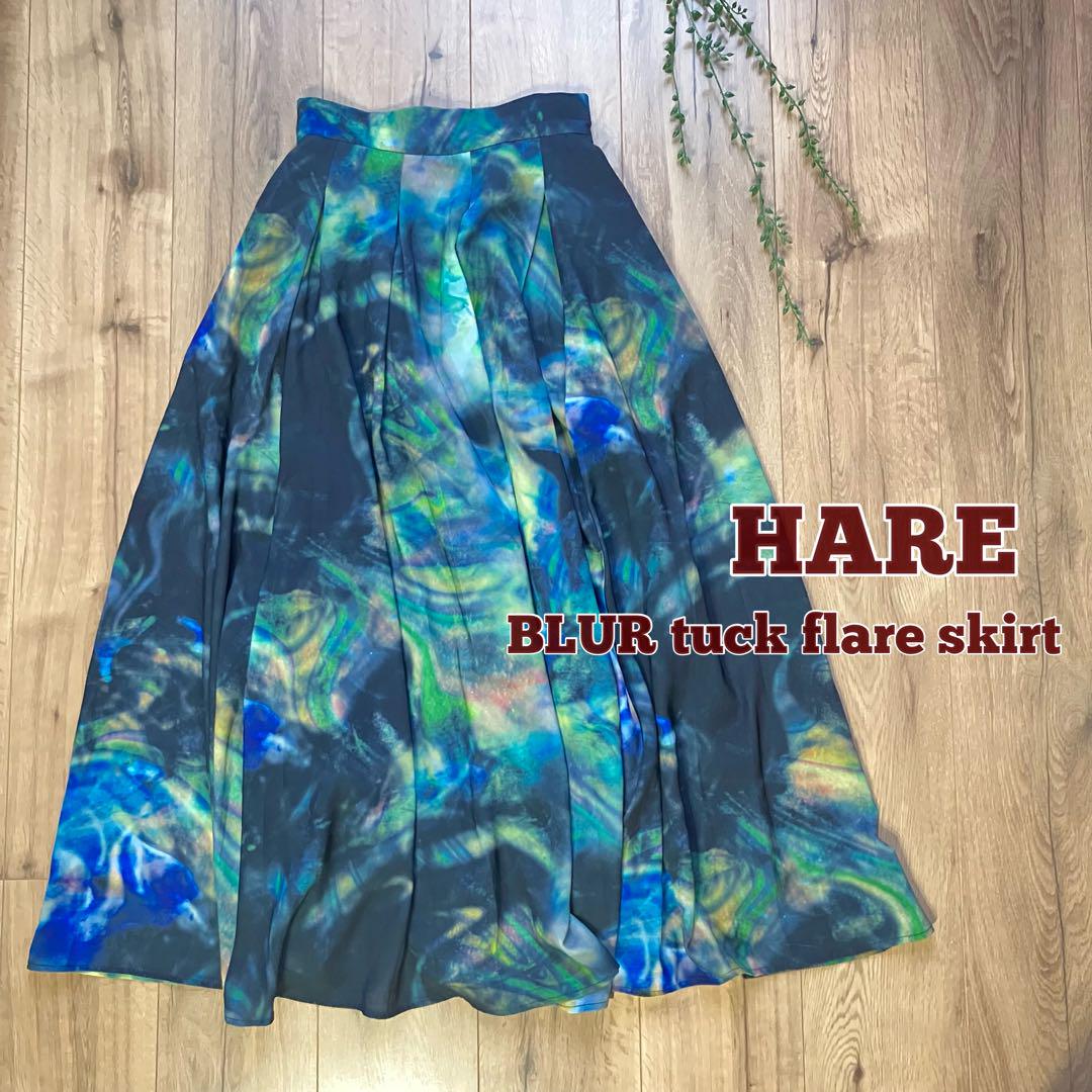 HARE✸ハレBLUR アートタックフレアスカート✸F