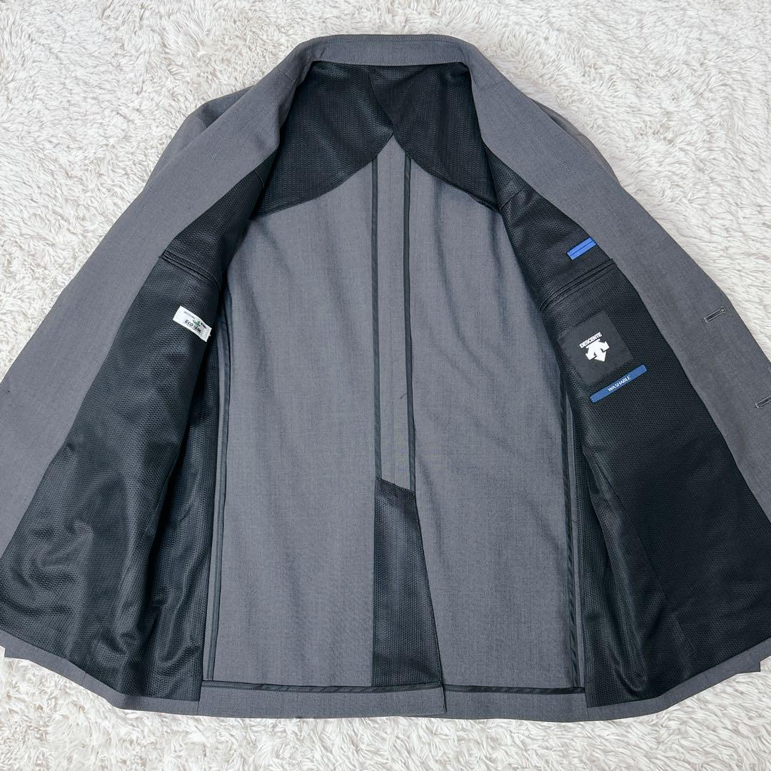 【美品】デサント スーツ スリーピース ウォッシャブル グレー S AB4 通勤 美品】デサント スーツ スリーピース ウォッシャブル グレー S