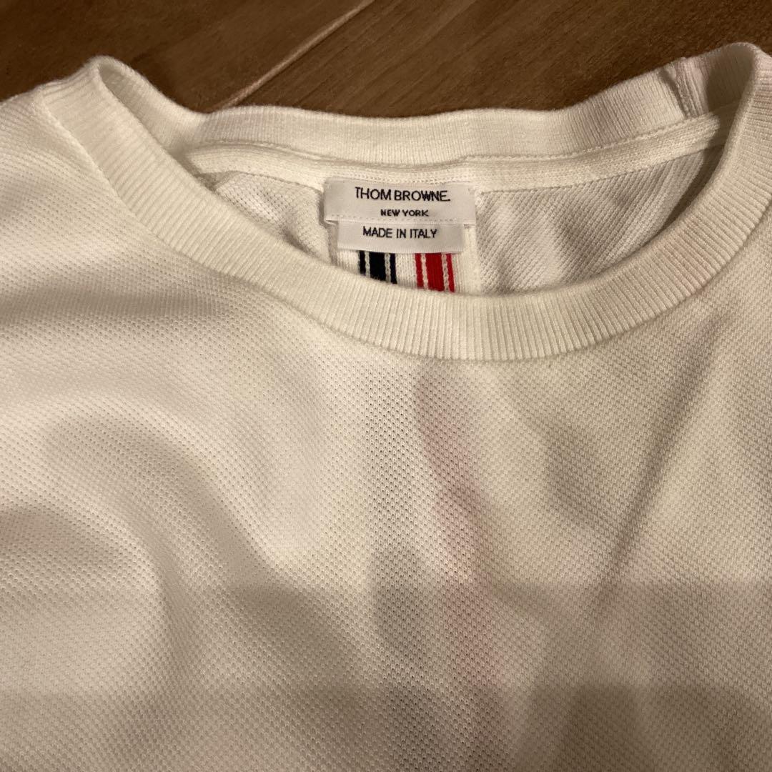 THOM BROWNE ホワイト 長袖 Tシャツ Lサイズ