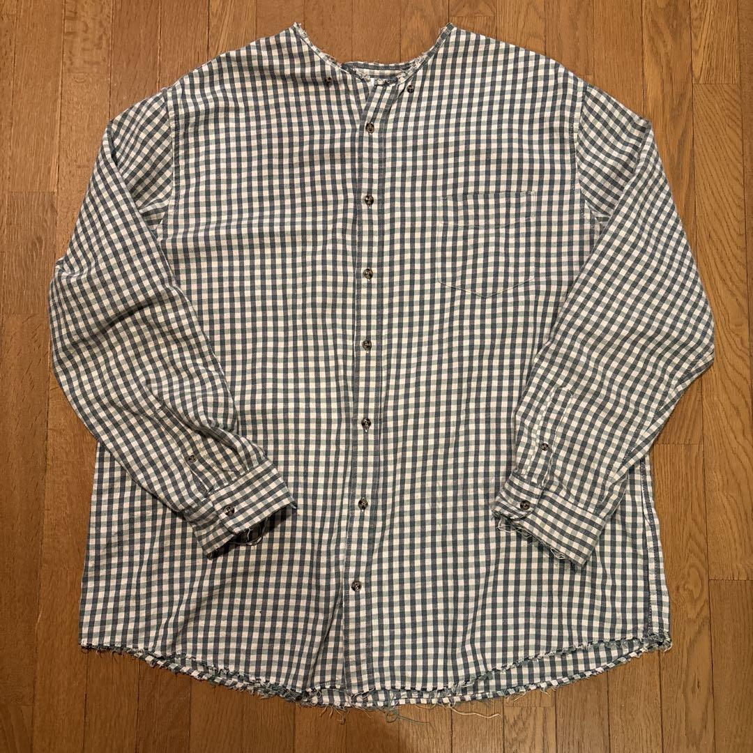 【used】リメイクチェックシャツ　ボロ加工