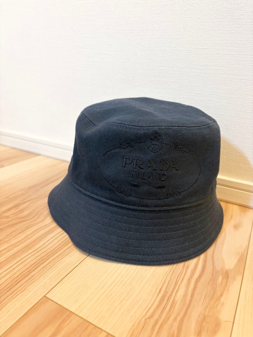 PRADA ネイビー バケットハット ストローハット