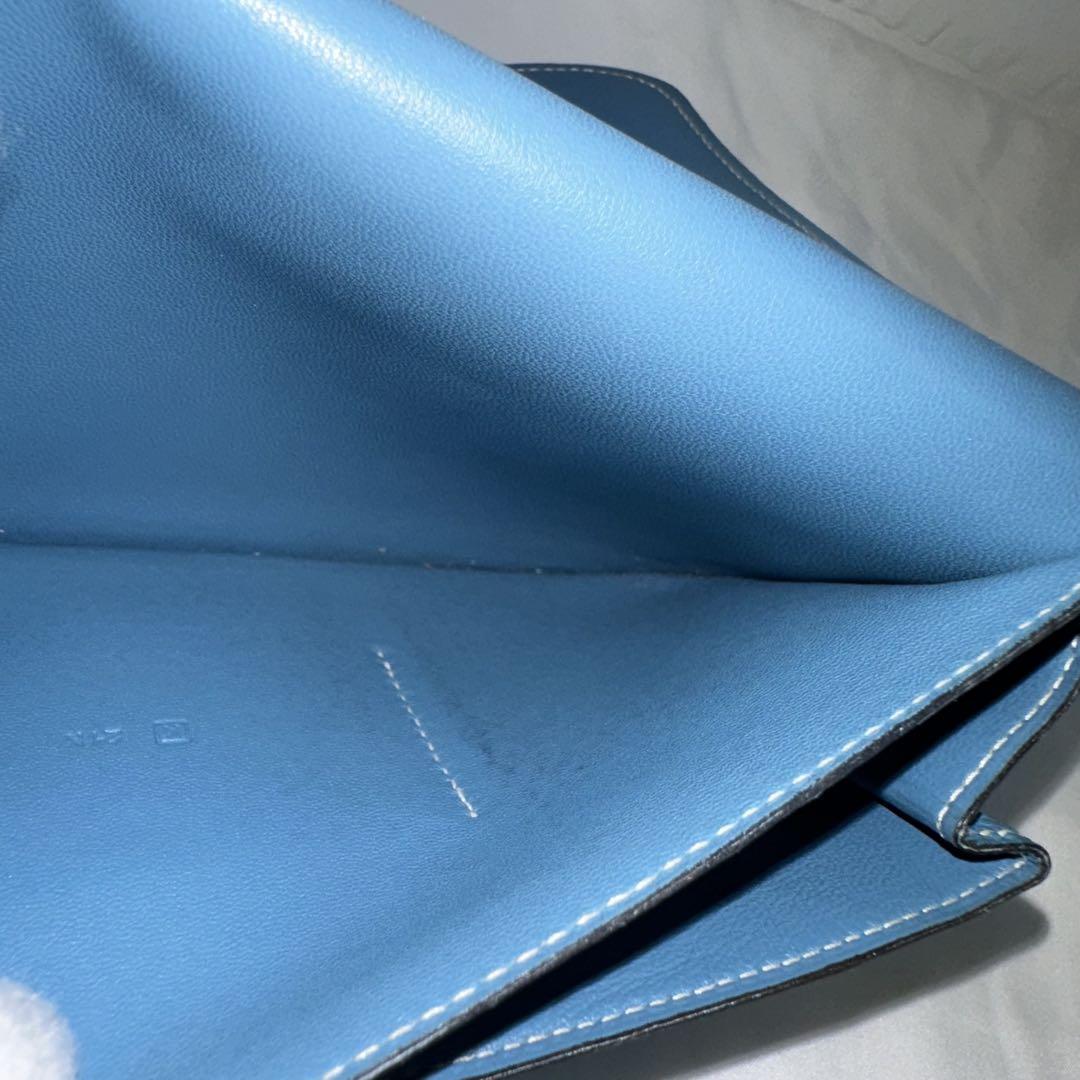 エルメス HERMES ドゴンGM コバルト ブルージーン □K刻印 長 エルメス HERMES ドゴンGM コバルト ブルージーン □K刻印 長