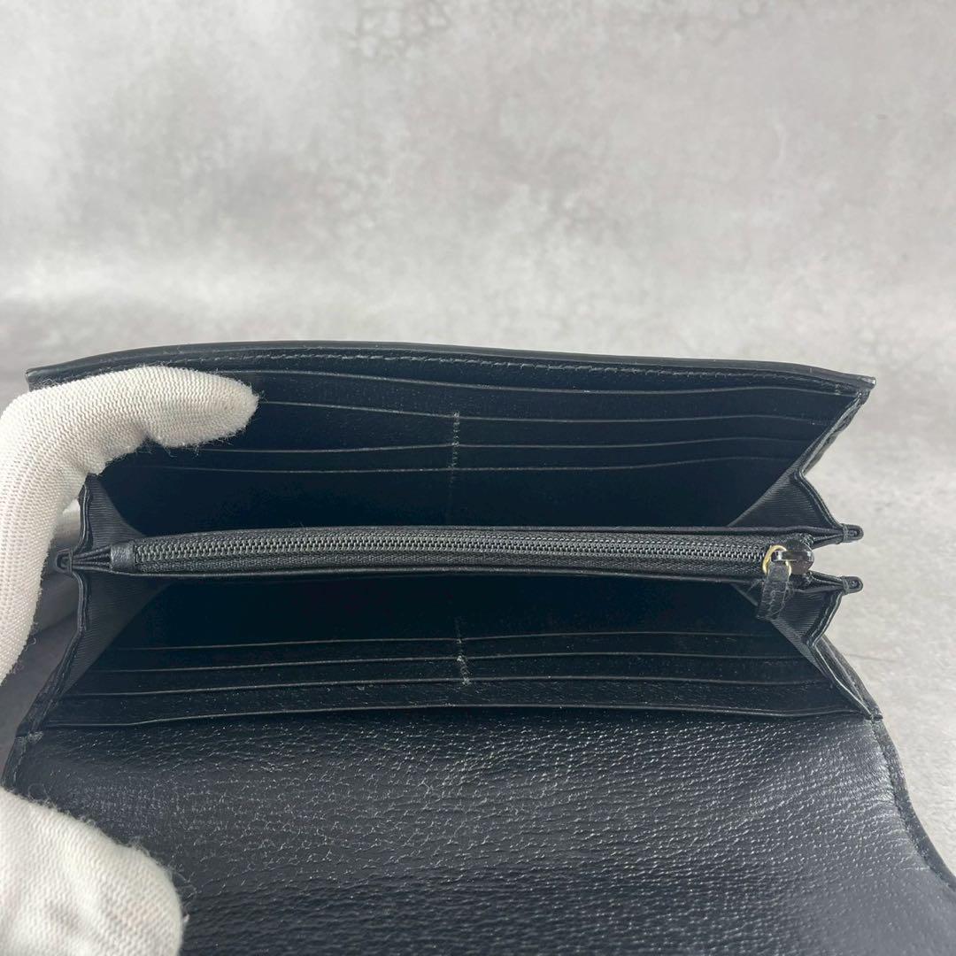 極美品✨グッチ 長財布 二つ折り財布 GGマーモント シェリーライン 黒