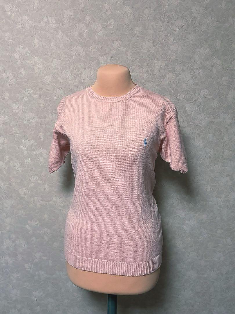 【希少カラー ピンクホワイト】 美品 ラルフローレン 半袖 ニット　NO3064 ラルフローレン半袖ニットピンク