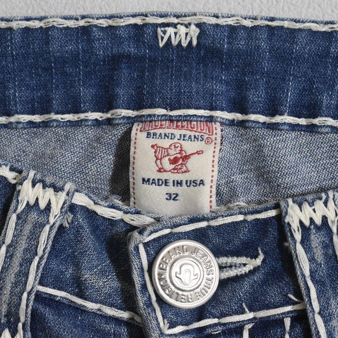 USA製 Y2K トゥルーレリジョン ジーンズ 極太ステッチ グレー W29 トュルーレリジョン RICKY SUPER T 極太ステッチ USA製 デニム
