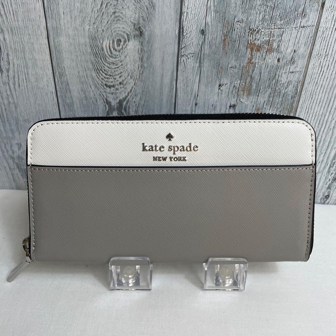お気にいる 新品】ケイトスペードkate spade 白グレー 長財布バイカラー 小物