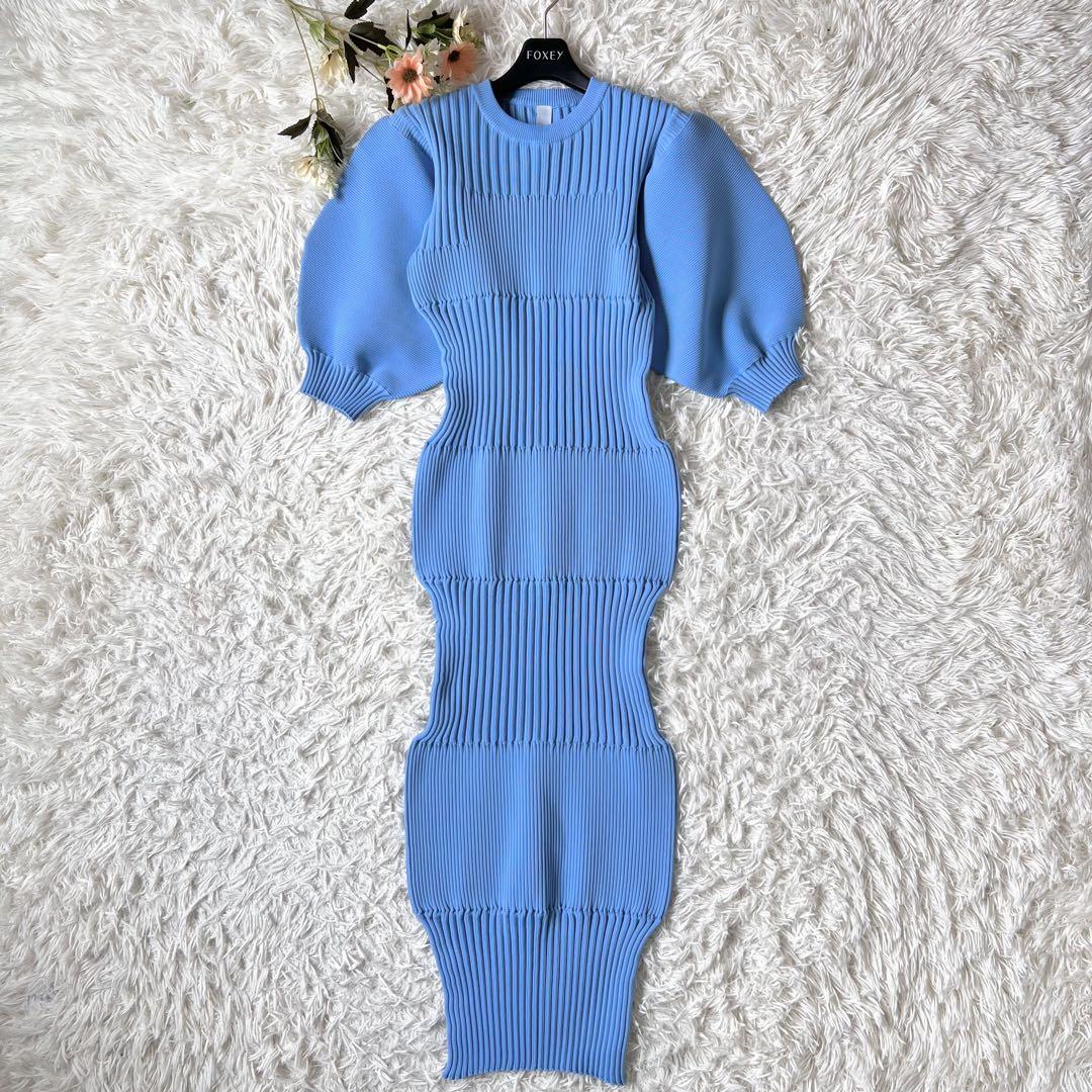 CFCL FLUTED SHORT PUFF SLEEVE DRESS ブルー CFCL FLUTED SHORT PUFF SLEEVE DRESS ブルー