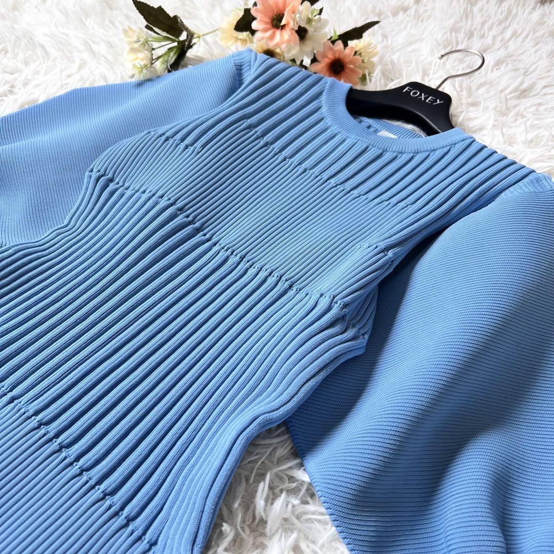 CFCL FLUTED SHORT PUFF SLEEVE DRESS ブルー CFCL FLUTED SHORT PUFF SLEEVE DRESS ブルー