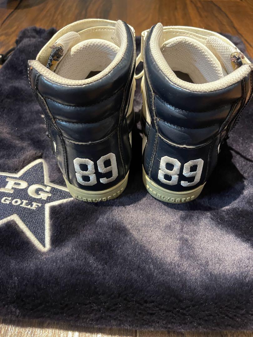 PG GOLF ホワイトハイカットスパイクシューズ　ケース付き