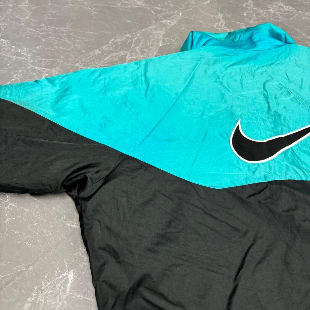 【90's】NIKE ナイロンジャケット ターコイズ/ブラック　厚手　古着XXL