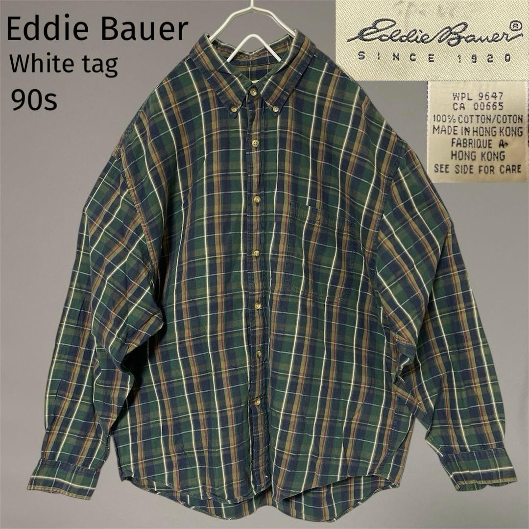 Eddie Bauer エディバウアー 白タグ チェック ボタンダウン シャツ