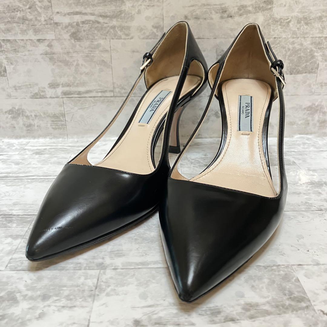 PRADA プラダ　ブラック サテン パンプス ハイヒール　36 23cm 美品】 PRADA プラダ ヒール パンプス 36 23㎝ 黒 - メルカリ