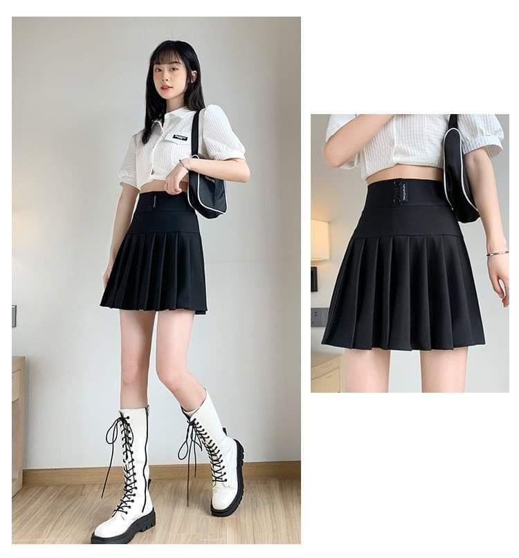 人気の春夏 ミニスカート プリーツ 黒 ブラック Mサイズ インポート