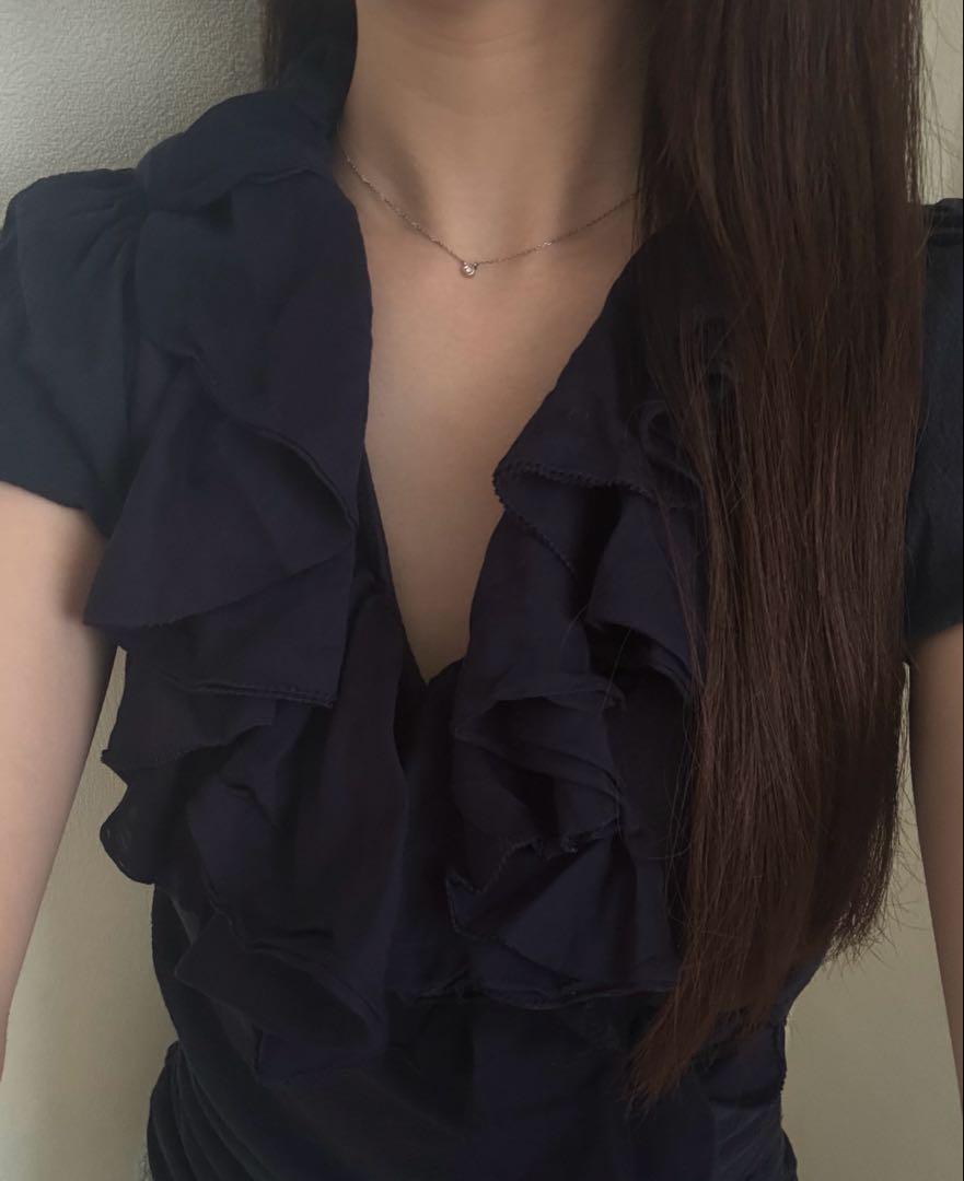RALPH LAUREN ネイビー フリルシャツ S