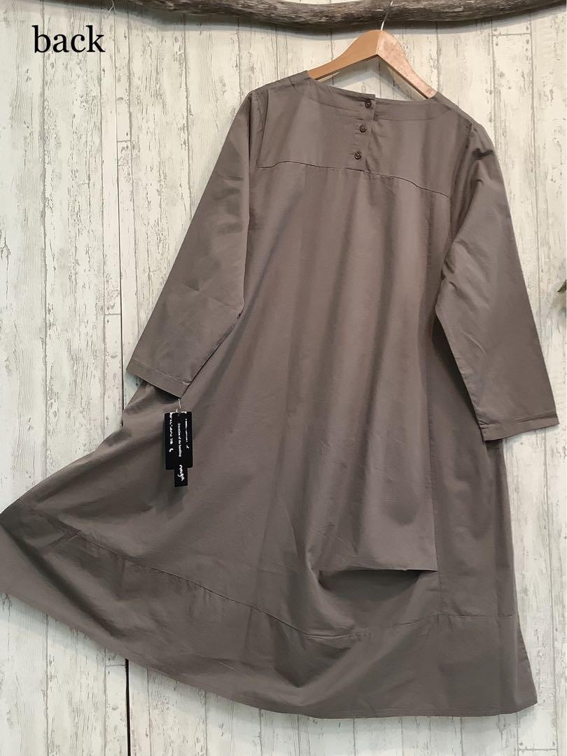 125 新品 夢地哉mujiyaムジヤ綿100% 変形ロングチュニックワンピース