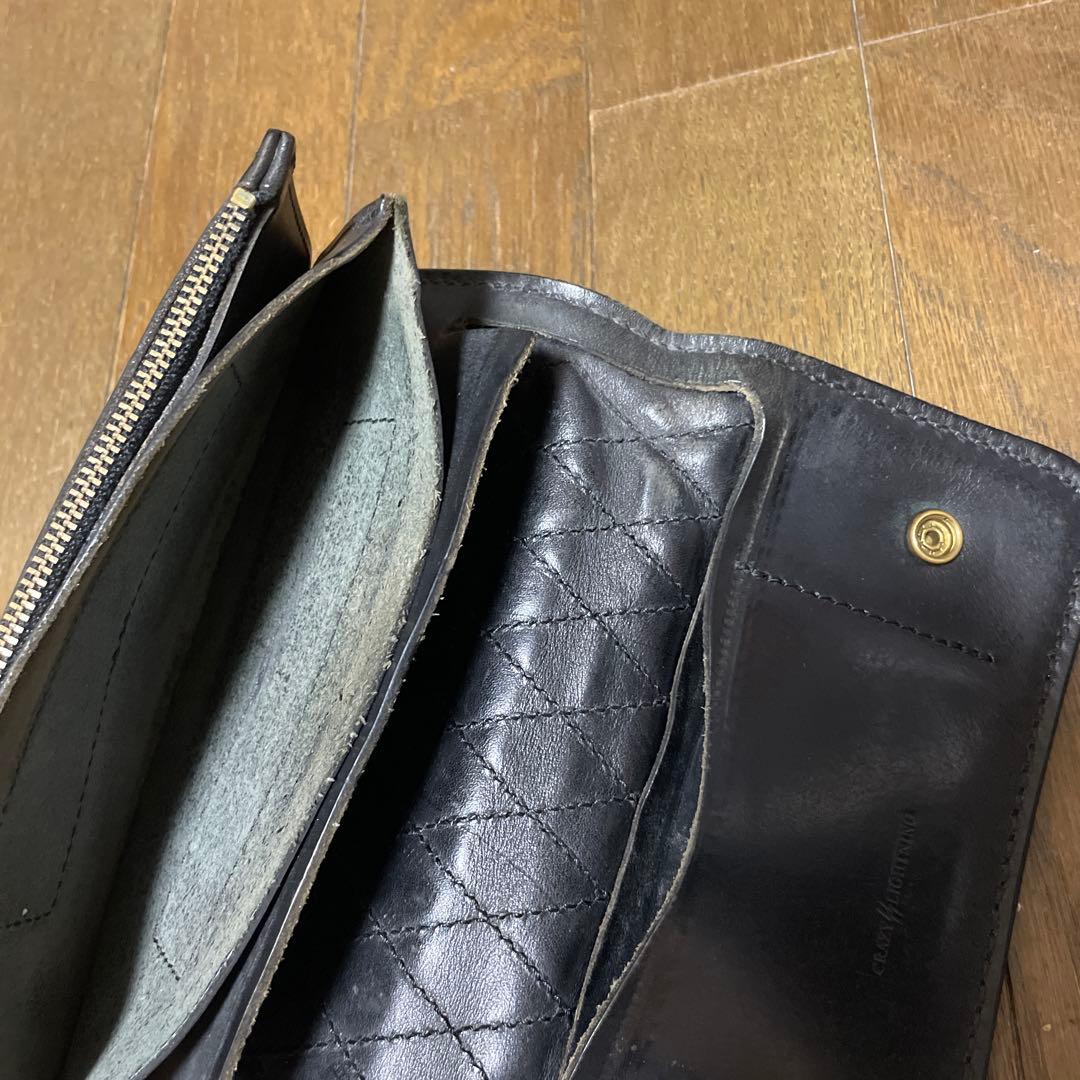 最終値下げ‼️キルティング本革ウォレット(ブラック)チェーン付き
