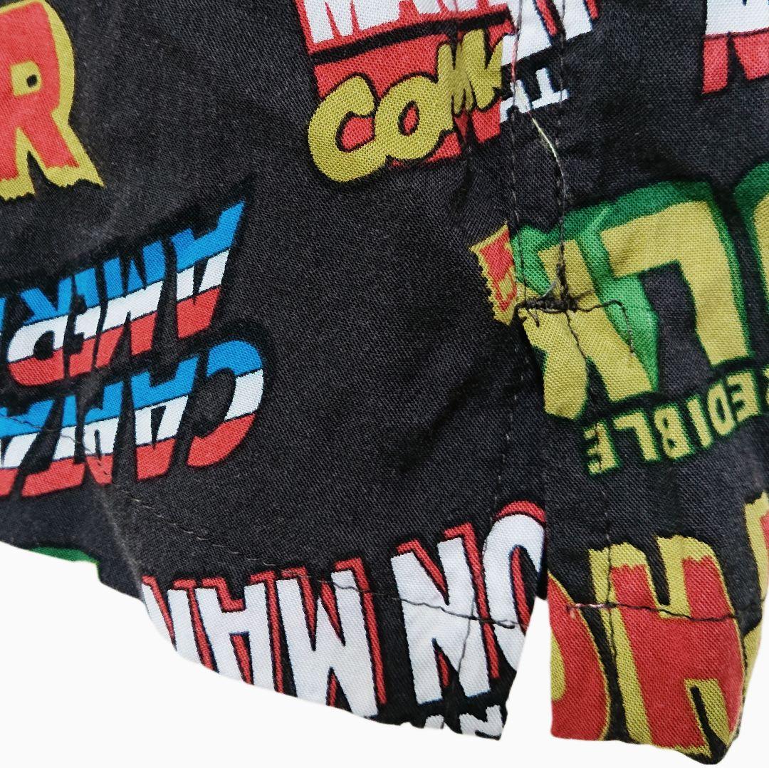 未使用】マーベル MARVEL 総柄 半袖 レーヨン アロハシャツ 黒
