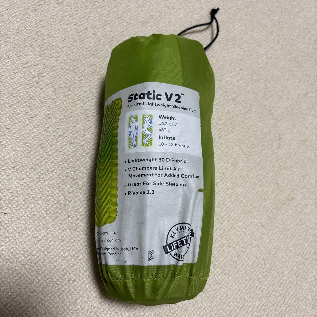 アウトドア寝具 KLYMIT Static V2