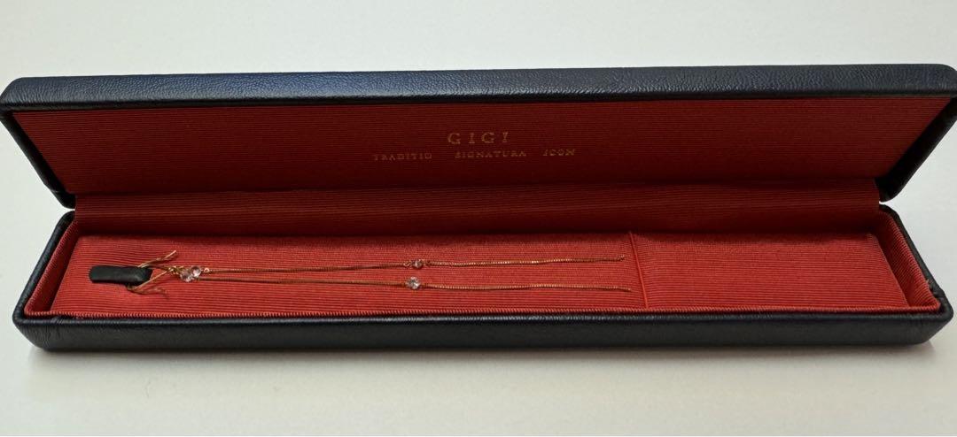 GIGI ラインゴールドピアス　ダイヤ付き　K18YG