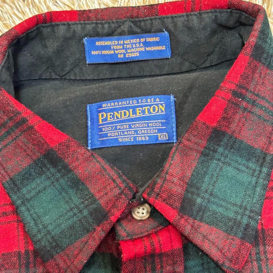 70's ペンドルトン シャツ 長袖 チェック ウール ネルシャツ メンズ 赤緑