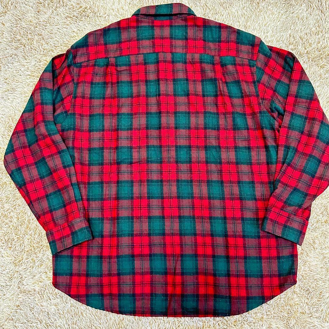 70's ペンドルトン シャツ 長袖 チェック ウール ネルシャツ メンズ 赤緑