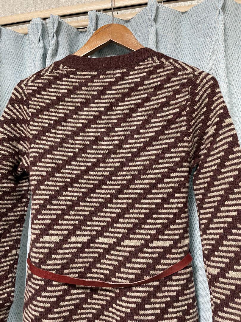 A.P.C. ニットワンピース ブラウン 幾何学模様