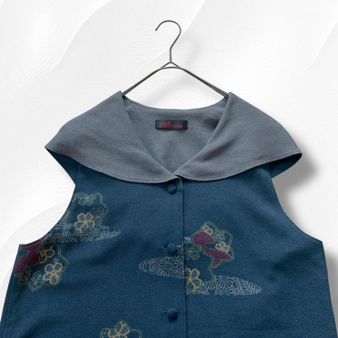 新品 詩仙堂 MASASHI SUGA ちりめん フードロングベスト ジレ