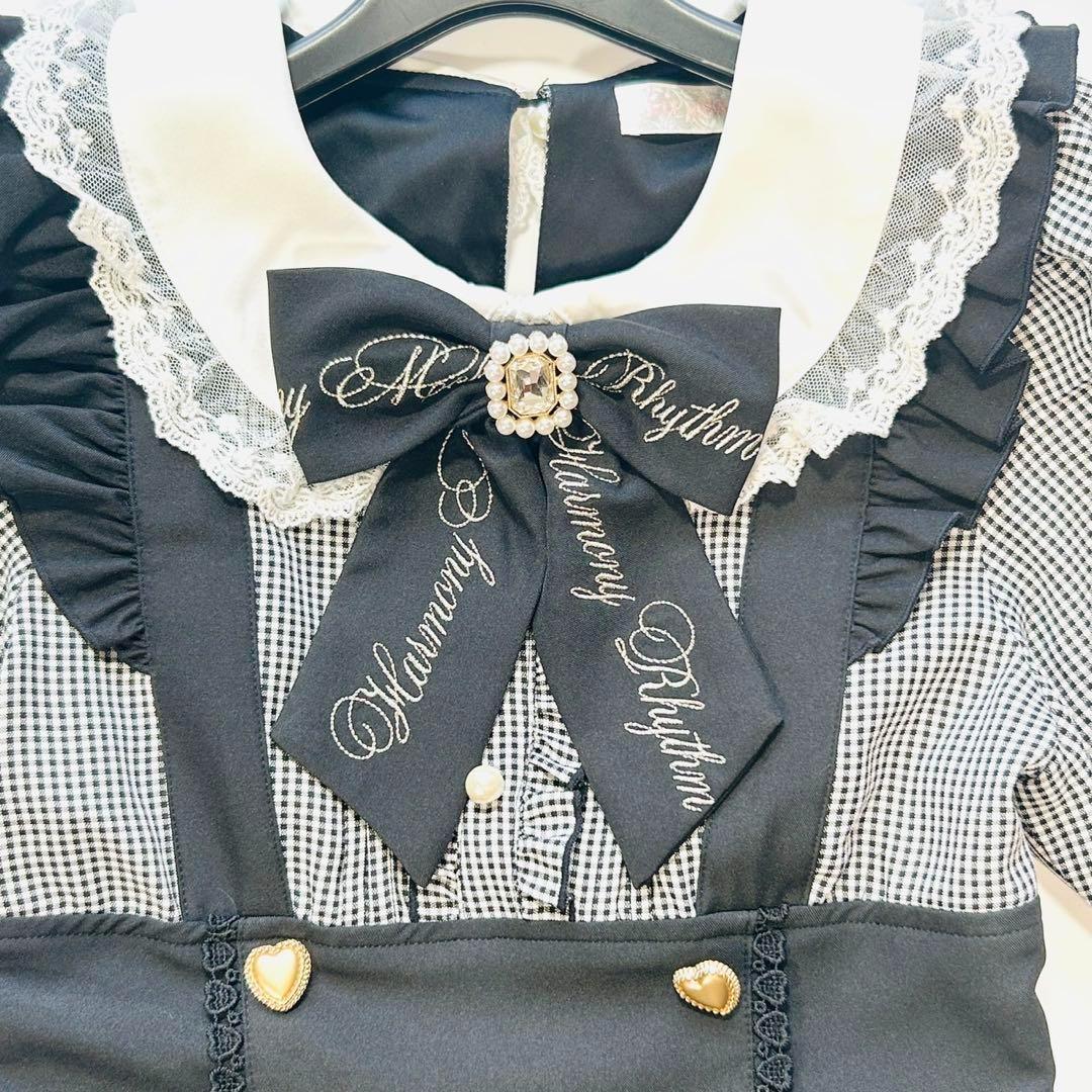 美品 LIZ LISA リズリサ ドッキングワンピース リボン ギンガムチェック 美品 LIZ LISA リズリサ ドッキングワンピース リボン ギンガム