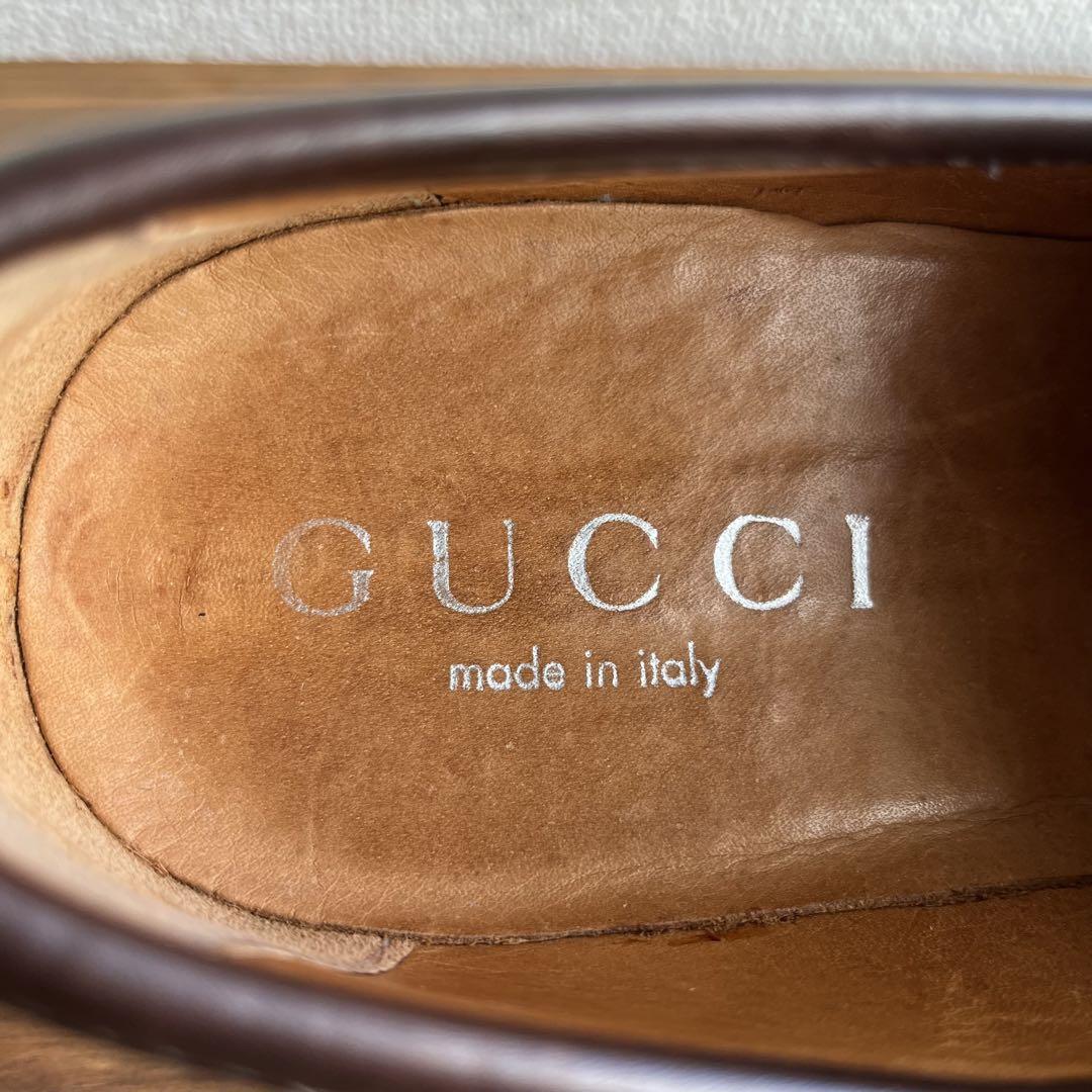 ITALY製 GUCCI ビットローファー 焦げ茶銀 39 1/2 E 24.5