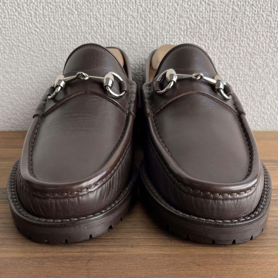 ITALY製 GUCCI ビットローファー 焦げ茶銀 39 1/2 E 24.5
