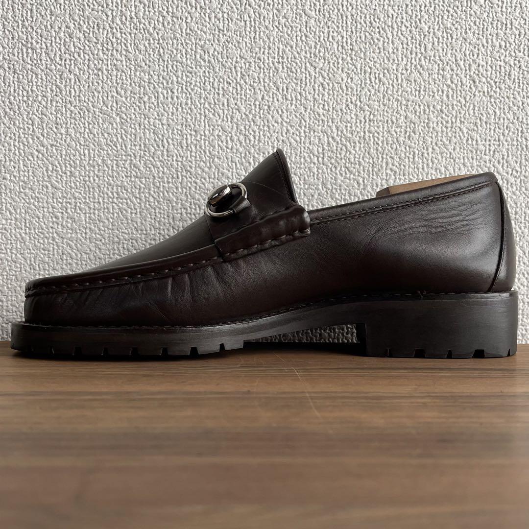 ITALY製 GUCCI ビットローファー 焦げ茶銀 39 1/2 E 24.5