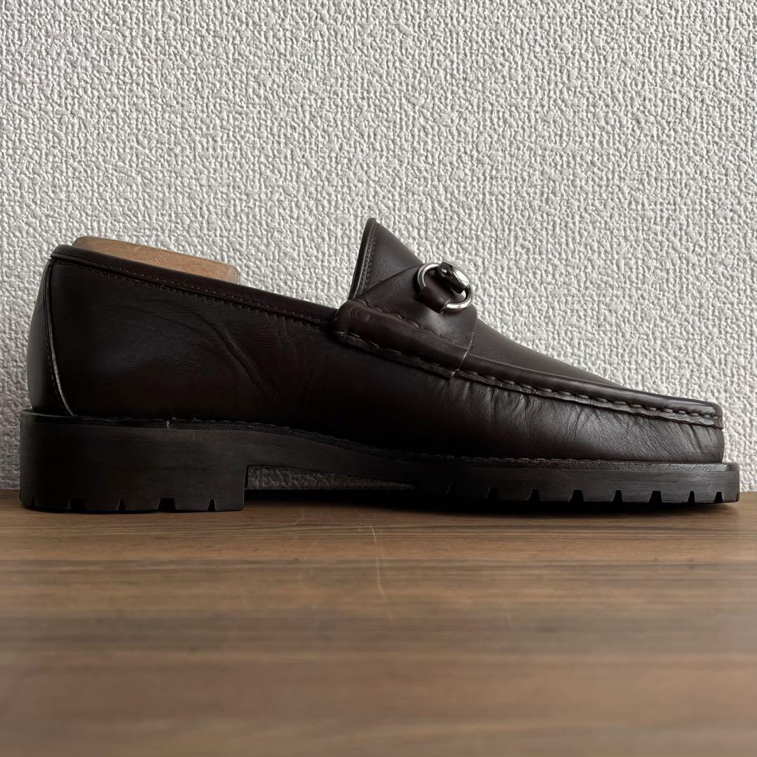 ITALY製 GUCCI ビットローファー 焦げ茶銀 39 1/2 E 24.5