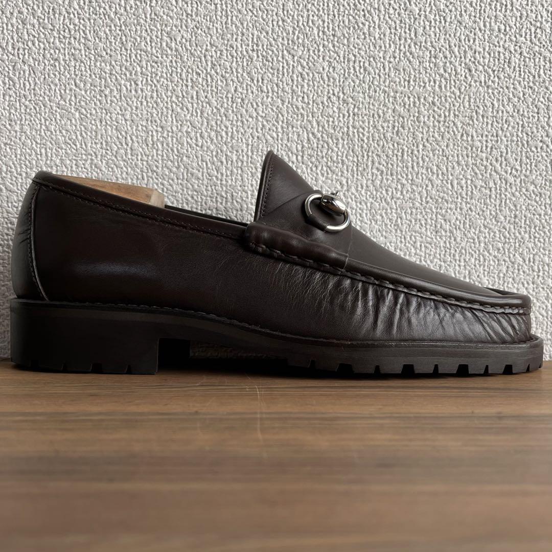 ITALY製 GUCCI ビットローファー 焦げ茶銀 39 1/2 E 24.5