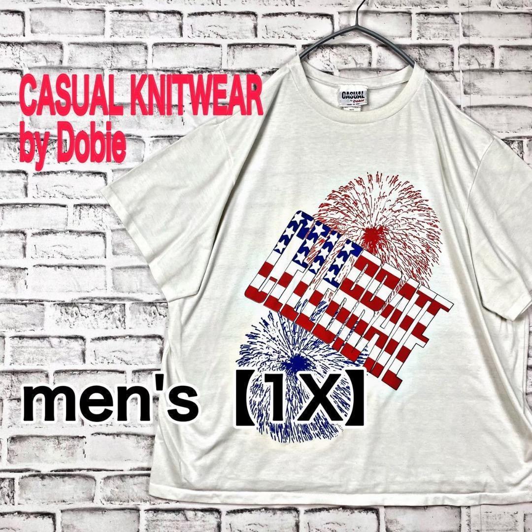 【G995】CASUAL KNITWEAR 半袖プリントTシャツ【1X】ホワイト