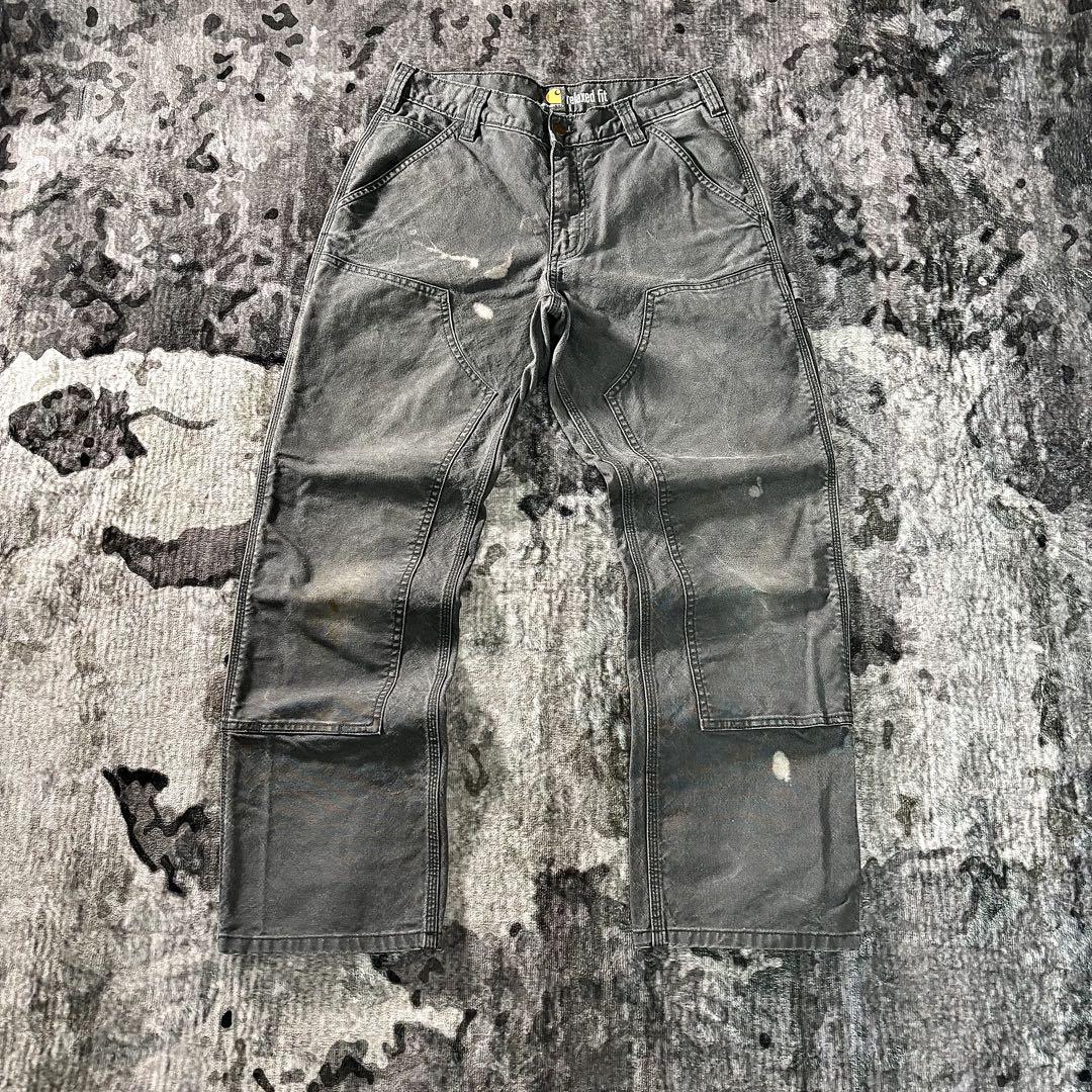 Carhartt アート感 雰囲気系 ダブルニー ブラック USA 一点物