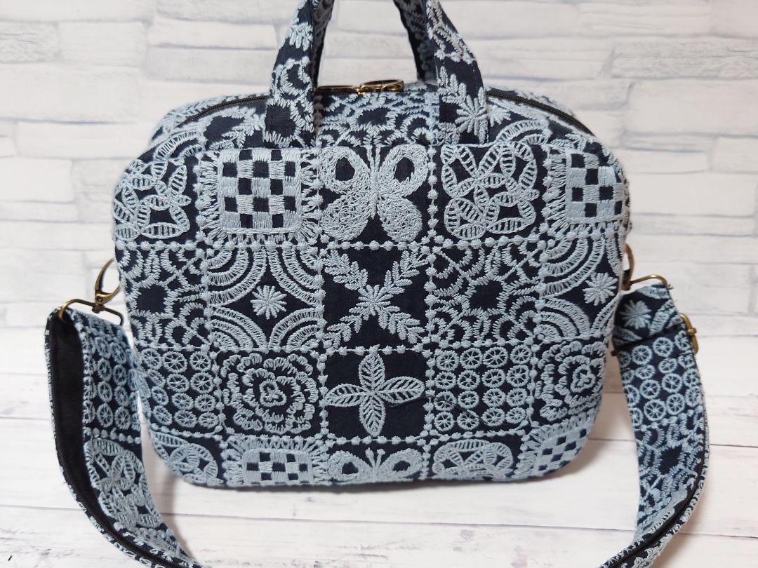 forest tile navy ミナペルホネン ボストンバッグ