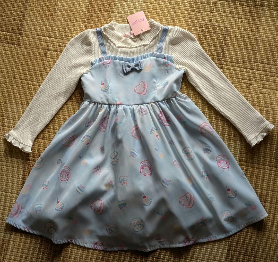 新品タグ付き　メゾピアノ　ドッキングワンピー 　ケーキ柄　入学式