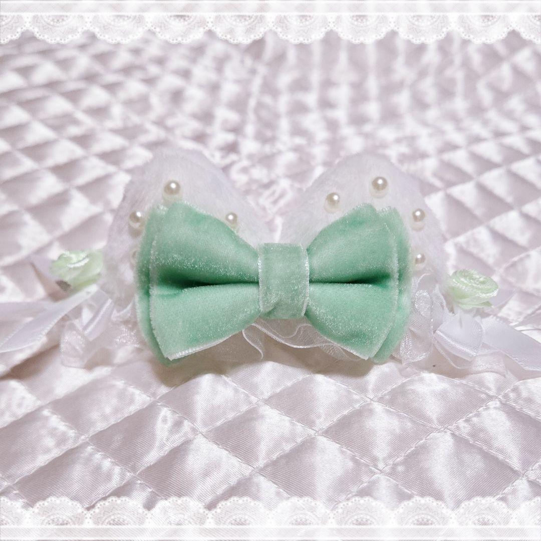 【24時間以内発送】10～12cmぬい服ビーズヘッドドレスねこちゃん　ミント 24時間以内発送10~12cmぬい服ビーズヘッドドレスねこちゃんミントチョコ