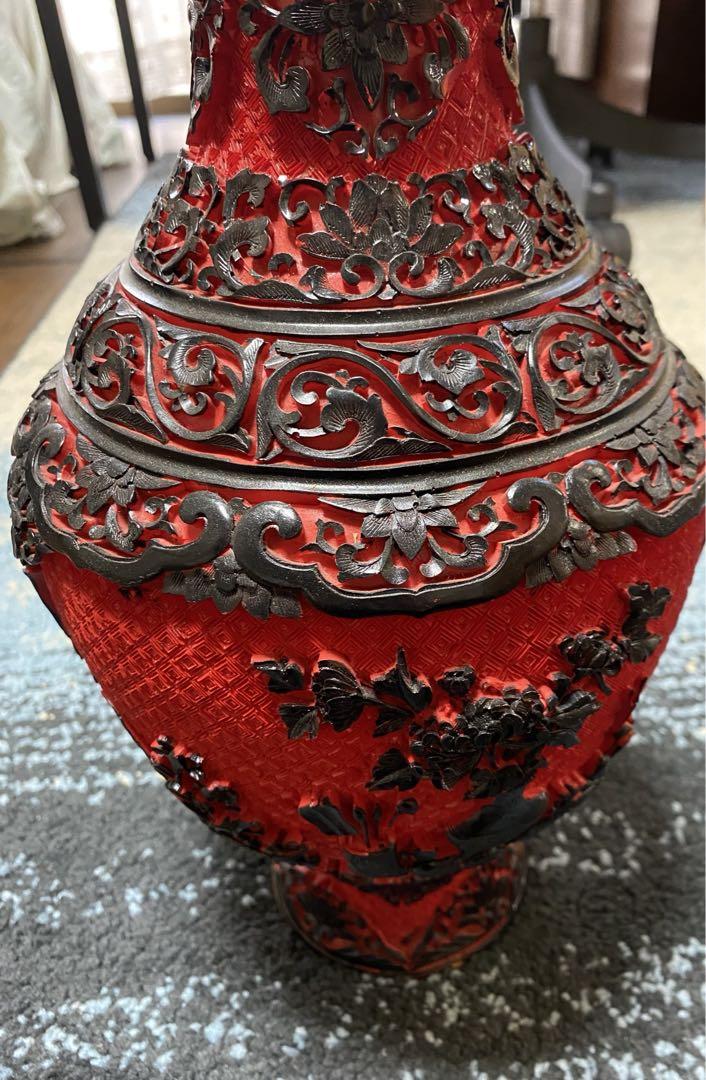 花瓶 花器 中国の花瓶　中国の堆朱　美術品　工芸品　置物 骨董品