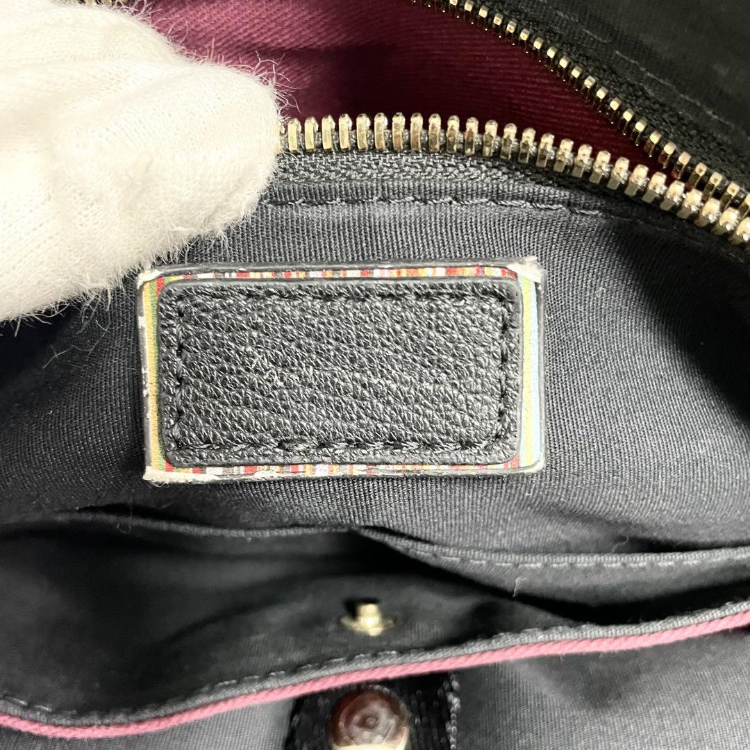 良品 ポールスミス ビジネスバッグ マルチストライプ シボ革 A4可 ブラック