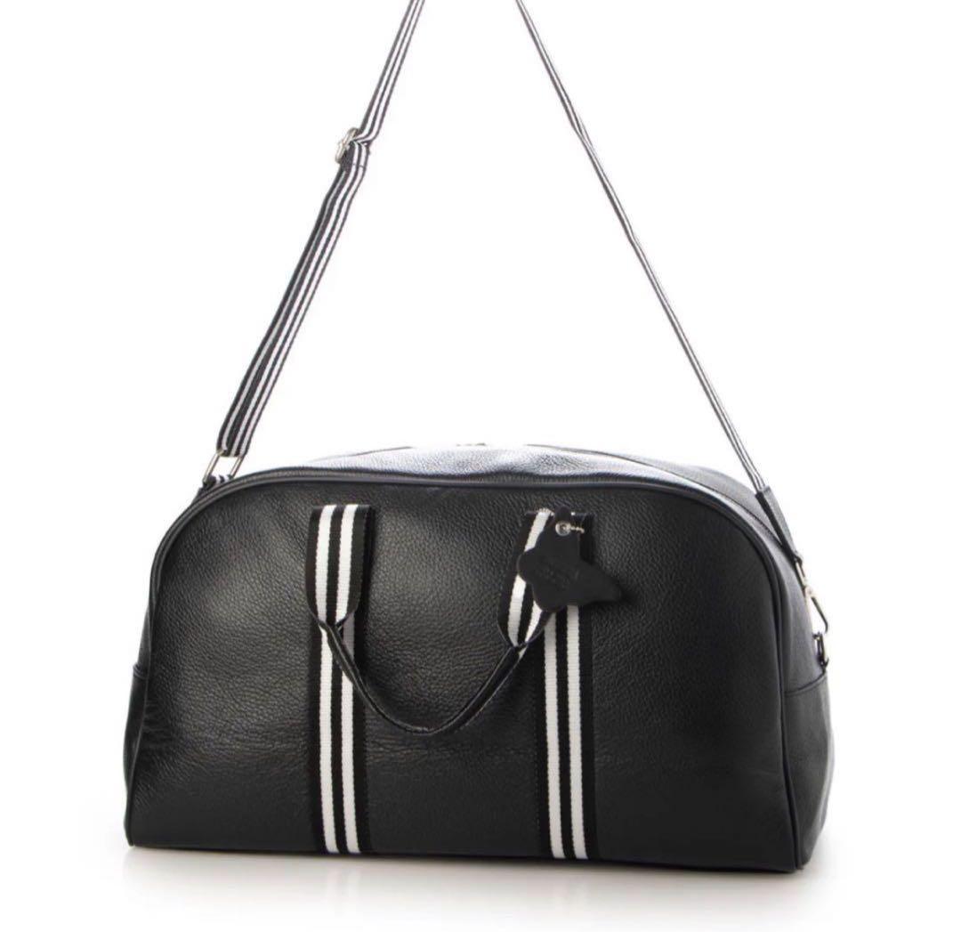 MODE FOURRURE:Bags ブラックレザー 2WAY ボストンバッグ MODE FOURRURE:Bags ブラックレザー 2WAY ボストンバッグ